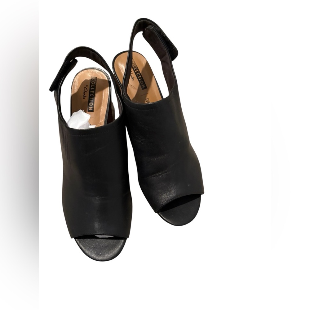 Clarks Collection Leather Block Heel Sandals | Size 7.5